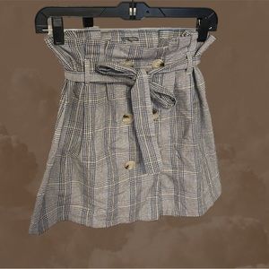 Plaid Button Skirt with Waist Tie - Charlotte Russe